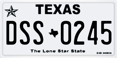 TX license plate DSS0245