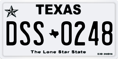 TX license plate DSS0248