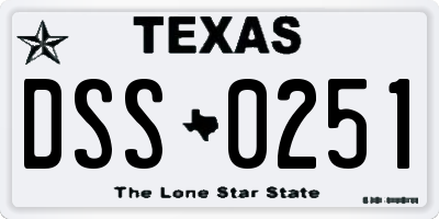 TX license plate DSS0251
