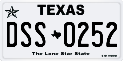 TX license plate DSS0252