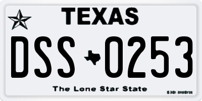 TX license plate DSS0253