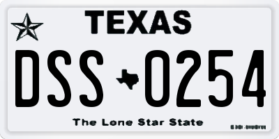 TX license plate DSS0254
