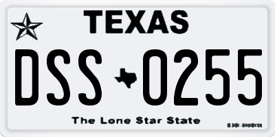 TX license plate DSS0255