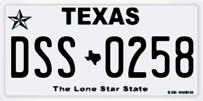 TX license plate DSS0258