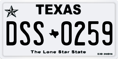 TX license plate DSS0259