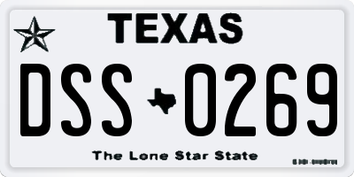 TX license plate DSS0269