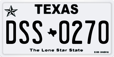 TX license plate DSS0270