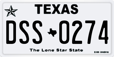 TX license plate DSS0274
