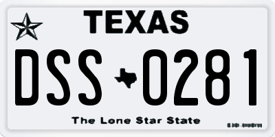 TX license plate DSS0281