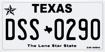 TX license plate DSS0290