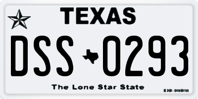 TX license plate DSS0293
