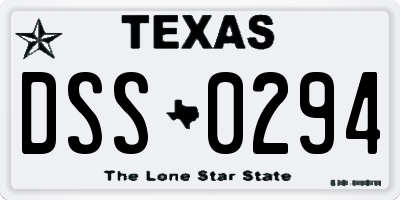 TX license plate DSS0294