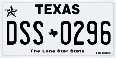 TX license plate DSS0296
