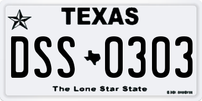 TX license plate DSS0303