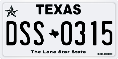 TX license plate DSS0315