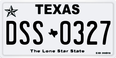 TX license plate DSS0327