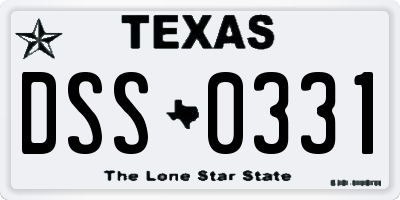 TX license plate DSS0331