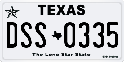TX license plate DSS0335