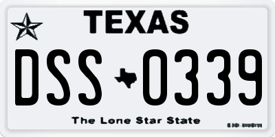 TX license plate DSS0339