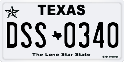 TX license plate DSS0340