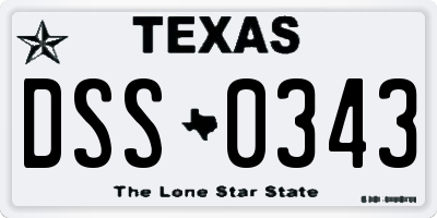 TX license plate DSS0343