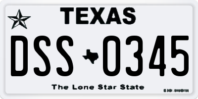 TX license plate DSS0345
