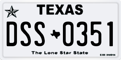 TX license plate DSS0351