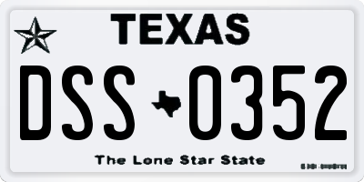 TX license plate DSS0352
