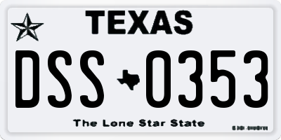 TX license plate DSS0353