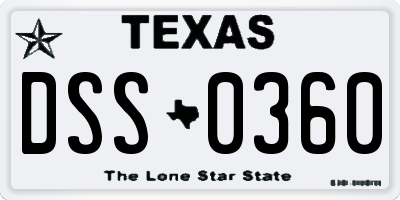 TX license plate DSS0360
