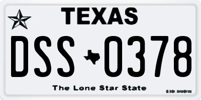 TX license plate DSS0378
