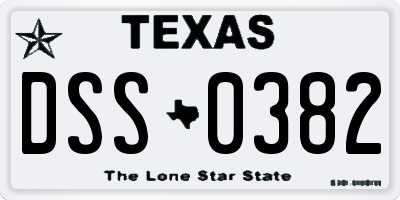 TX license plate DSS0382