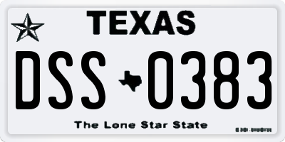 TX license plate DSS0383