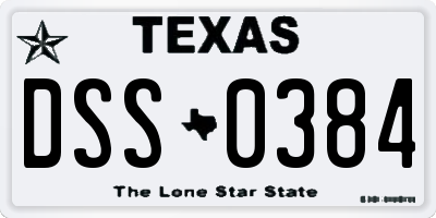 TX license plate DSS0384