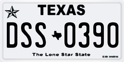 TX license plate DSS0390