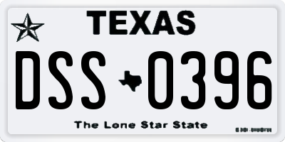 TX license plate DSS0396