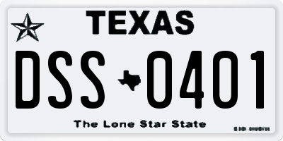 TX license plate DSS0401