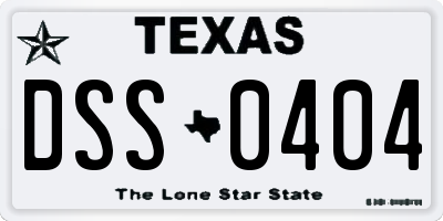TX license plate DSS0404