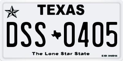 TX license plate DSS0405