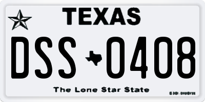 TX license plate DSS0408