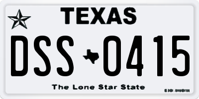 TX license plate DSS0415