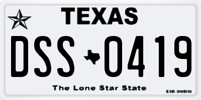 TX license plate DSS0419