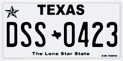 TX license plate DSS0423