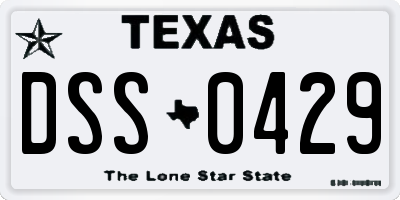 TX license plate DSS0429