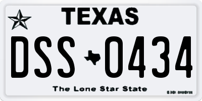 TX license plate DSS0434