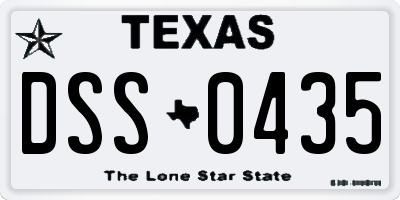 TX license plate DSS0435
