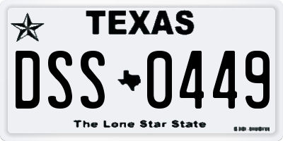 TX license plate DSS0449