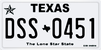 TX license plate DSS0451