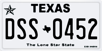 TX license plate DSS0452