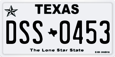 TX license plate DSS0453